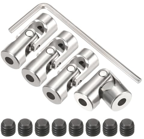 QUARKZMAN 4Pz 4mm a 4mm ID Giunto Universale Albero Accoppiamento, L23XD9 Metallo Giunti Rotabili a 45° con Viti Set Chiavi per Auto Modello Nave Motore Connessione Albero