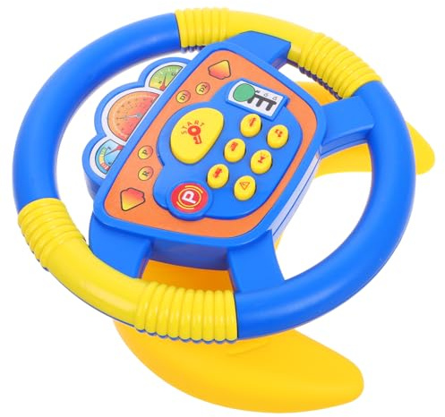 TOYANDONA Steering Wheel Toy for Kids 7.87 Inch Interactive 360 Rotation and Stroller Attachment with Light and Music Educational Driving Simulation Toy