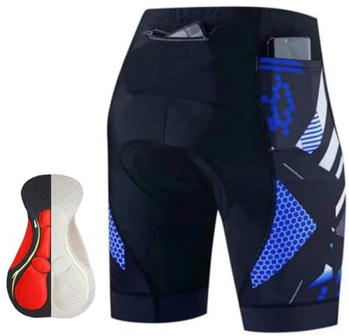 Cexiakong Short de cyclisme pour homme avec rembourrage 4D - Rembourré - Élastique - Court - Avec 3 poches - Respirant - Séchage rapide - Sous-vêtements de cyclisme pour homme - Pantalon de vélo de