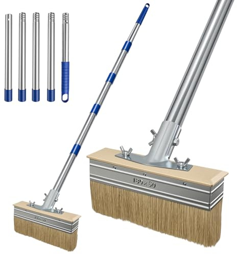 Golgner Flächenstreicher Pinsel mit Teleskopstange 135cm, Terrassenbürste mit Ausziehbarem Griff, Deckenbürste mit Langem Griff, Terrassenpinsel für den Außenbereich, für Wände Schränke Türen Zäune