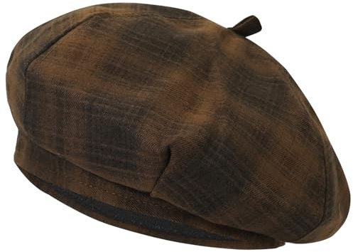 Heyjoin Women's Checkered Beret Painter Hat Vintage French Style Cap (Coffee)