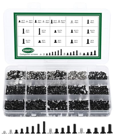 1000 PzViti M2 M2.5 M3, Viti per Computer, Set di Viti a Testa Piatta Croce per Laptop Ventole Notebook, riparazione elettrica ed elettronica, montaggio di unità disco rigido