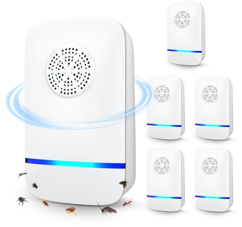 FTOTL 2026 Upgrade Ultrasonic Repeller & Insect Indoor Repeller 6 Pack, Plug-in Pest Control for Mice, Roaches, Spiders, Mosquitoes & Flies, Safe for Kids and Pets