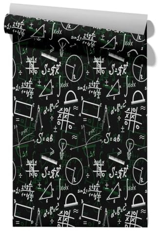 Claccis Papier Peint Intissé 3D Chambre Adulte Formule Mathématique Peindre Rouleau Colle Personnalité Papier Imperméable Et Résistant À L'Huile Pour Murs De Cuisine 45x300cm