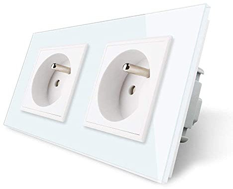 LIVOLO Prises de courant alternatif Panneau en verre cristal standard français nouveau prise murale,VL-C7C2FR-11