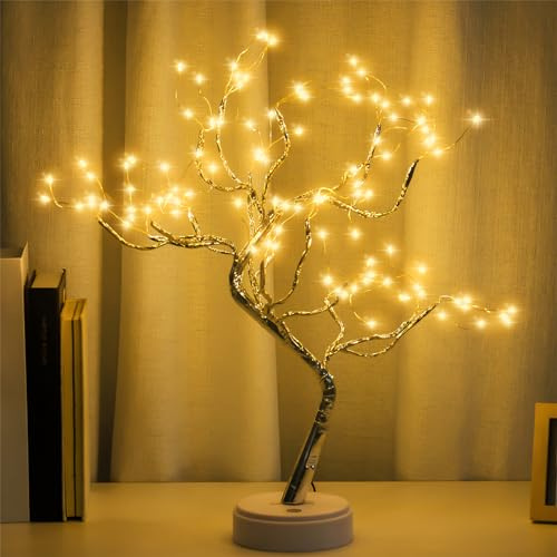 PXBNIUYA Room Decor, 20 108 LED Tabletop Bonsai Tree Light, DIY Artificial Tree Lamp, Battery/USB Operated, Aesthetic Lamps for Living Room Bedroom Christmas Home Gifts House Decor (Warm White)