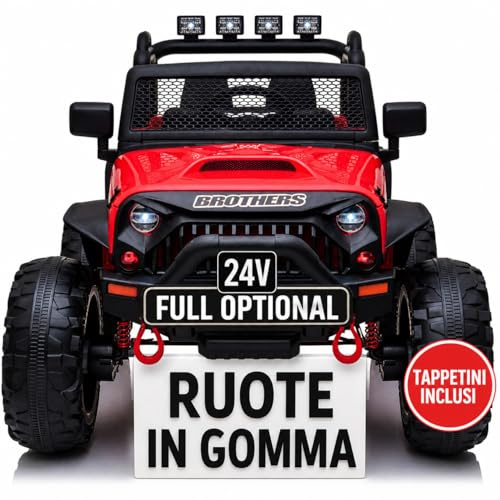 TOYSCAR Auto Macchina Elettrica per Bambini 2 Posti 24V Fuoristrada Big Adventure Telecomandata Sedile in Pelle Porte Apribili Doppio Motore Elettrico Carico 35 kg Ruote in Gomma E TAPPETINI