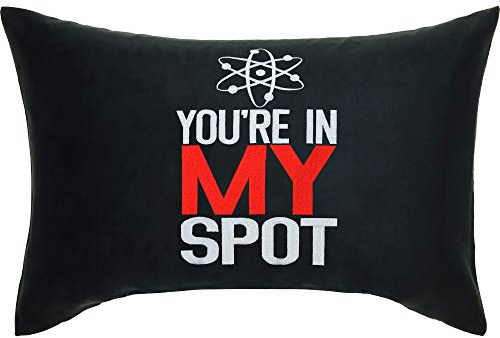 Dekorativa kuddar hipster YOU ARE IN MY SPOT vardagsrum dekor rolig kudde med lock TBBT Sheldon dekorkudde för kontor kuddfodral för soffa entreprenörer present för kontor svart med fyllning 40 x 60 cm