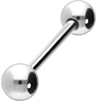 PIERCINGLINE Piercing in oro 750, 18 carati, 2 sfere | Piercing a barretta intimo orecchio | dimensioni e colori a scelta e Lunghezza barretta: 16 mm., colore: Oro bianco, cod. RGX400-RGW-16