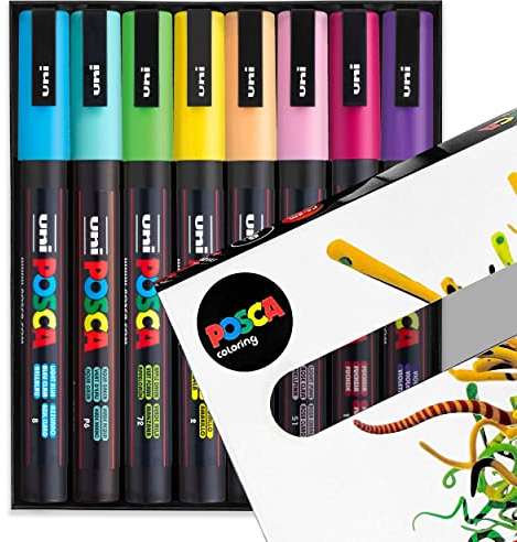 Posca – PC-3M – Farbmarker-Kunststifte – 0,9–1,3 mm – 8er-Set in Geschenkbox (Spring Tones)
