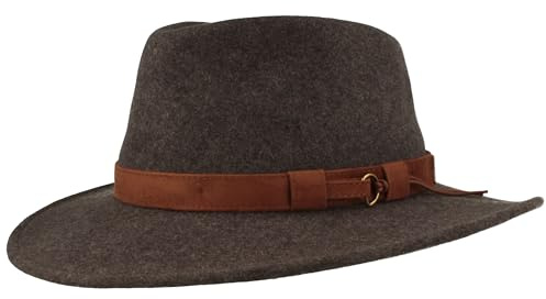 Bred rullbar utomhus filthatt trekkinghatt 100 % ull hatt vattenavvisande vikbar läderuppsättning män och kvinnor ljusgrå 59, LJUSGRÅ, 59 cm