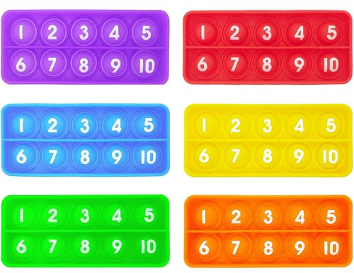 Anemeeoke Ten Frame Pop Board, Fidgets for Classroom, Quiet Sensory Toys Bubble Poppers, Pop for Counting Math, Focus Tools for Kids, Montessori Educational Toy Gift for Kindergarten (Set of 6)