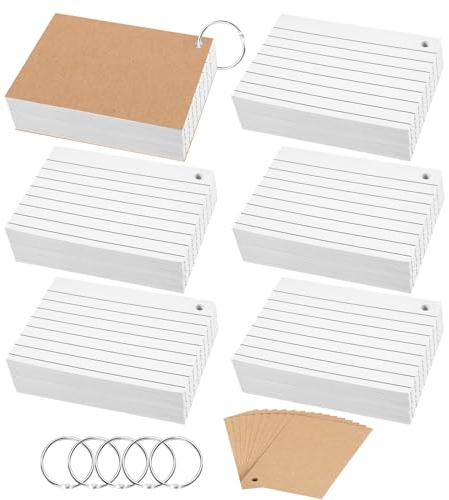 500 Stück Karteikarten A7, Vokabelkarten Flashcards Lernkarten Weiß Linierte Karteikarte mit Ring Trennblätter für Vokabel Lernen Notizen Schule Büro Zuhause