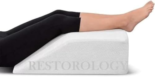 BUY ALL HERE Almohada de elevación de piernas, almohadas de cuña inclinadas para dormir, leer, cirugía, dolor de piernas, rodilla y cadera, mejora la circulación con funda lavable (blanco, 60 x 50 x