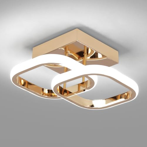 EIDISUNY Modern Ceiling Light LED 22W Elegant Square Ceiling Lamp Cool White 6000K Gold LED Ceiling Lights Fixture for Hallway Office Bedroom Kitchen Living Room Bedroom Dining Room - 22W Gold.