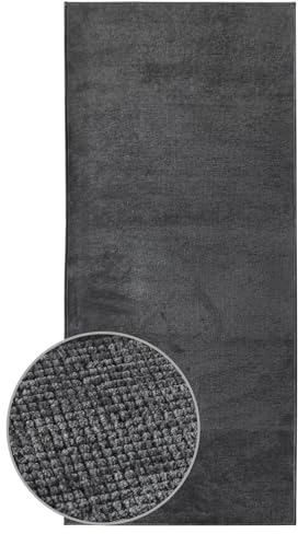 KARAT Premium Teppichläufer gewebt - 80 x 300 cm, Anthrazit - Flauschiger Baumwoll Teppich - Läufer für Küche, Flur & Wohnraum - Flurläufer Küchenläufer Flurteppich (Azade)