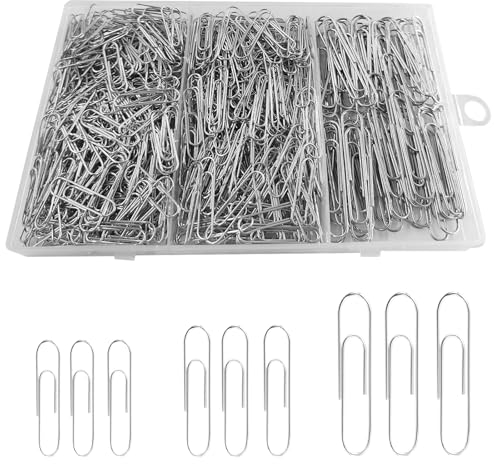 750 Stück Büroklammern Silber, Groß Büroklammern 50mm/33mm/28mm Vernickelte Büroklammern Klein Büromaterial,Metall Bürobedarf Büroklammern Schule für Sortieren und Befestigen von Dokumenten