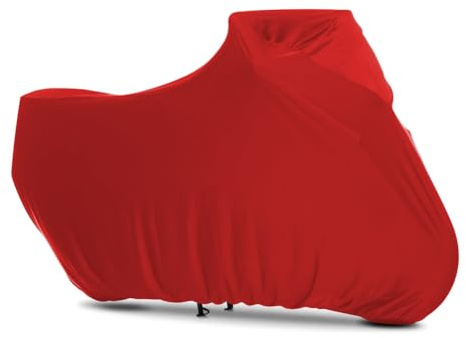 BIHEE Indoor Motorcycle Cover Soft Stretch Motorbike Cover Dustproof Indoor Cover for Universal Motorcycle Motorbike, Red, 295x109X140 cm, XXXL