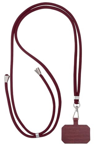 PATIKIL Smart telefonsnodd, universell mobiltelefonsnodd justerbar telefonrem crossbody snodd med nackrem passar de flesta smartphones, vinröd, Svart, 23.62 inch