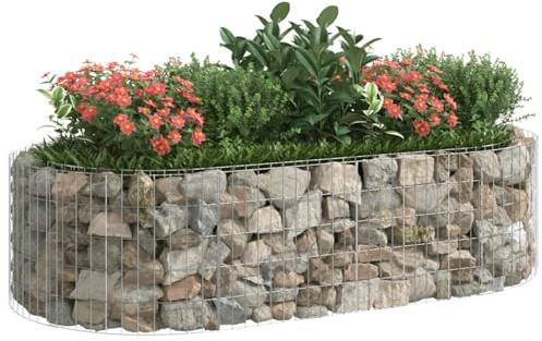 Gecheer Gabion Raised Bed Planter Silver Galvanised Iron 200x100x50cm - Garden Decor Model152040