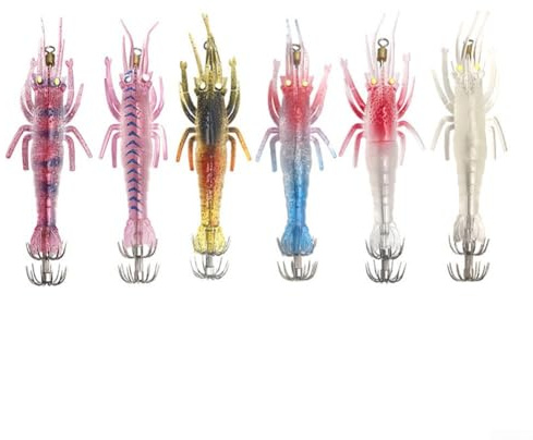Squid Jig - Señuelo de pesca suave con cabeza de gancho de efecto luminoso y ganchos dobles para paraguas, cebo artificial de 11 cm, 9 4 g, juego de 6