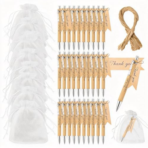 Hoadyush 32 Stylo Personnalisé en Bois, Gravés avec le Message «Thank You for Being Awesome» Inclus - Pochette, Ficelle et étiquette, Stylos pour vos Collègues, Enseignants et Employés