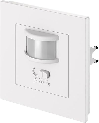 goobay Détecteur de mouvement intérieur, IP20, blanc – Encastré pour montage mural, angle de détection de 160°, capteur PIR, interrupteur avec détecteur de mouvement, intégration facile dans le design