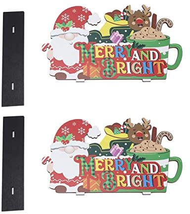 HELEVIA Trähängen 2-pack med Svart Bas för Julgran | Densitetsfiberskiva, återanvändbar Bondgårdsdekor, Perfekt för Vinterfest och Gör-det-själv Hänghantverk