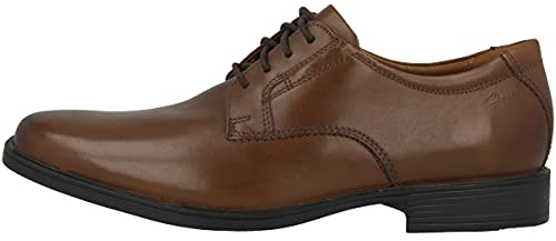 Clarks Herren Tilden Plain Derbys, Dark Tan Leather, 43 EU