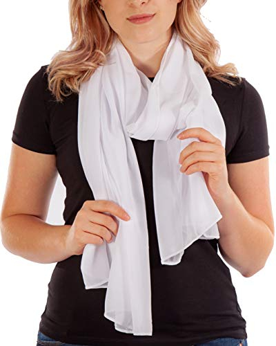 DOLCE ABBRACCIO by RiemTEX Schal Damen PRIMAVERA XXL Schals & Tücher in Weiß Chiffontücher Damenschals Halstücher Stola für Hochzeit Tuch aus Chiffon Sommer Frühling Ganzjährig (Weiß)