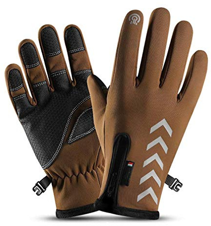 Gants écran Tactile,Gants Sports,Gants imperméable,Antidérapants Épaissis Gants d'hiver Coupe-Vent pour Homme et Femme,pour Ski, Course à Pied,Randonnée,Chasse,l'escalade,Camping,Cyclisme,Marron,XXL