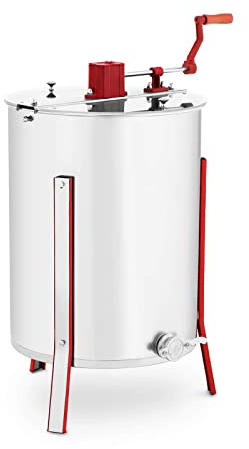Wiesenfield Honey Extractor Tangential Manual Honey Centrifuge Honey Spinner 4 Frames WIHE-04201 (Stainless Steel, Plastic, Tempered Steel, Hand Crank)