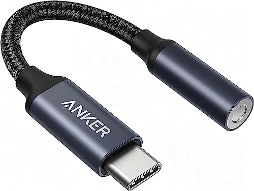 Anker USB-C auf 3.5mm Audio Adapter auf weiblichen Stecker, Nylon Kabel, kompatibel mit Samsung S20/S20+/S20 Ultra, Pixel 4/ + 4XL, und mehr