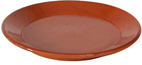 Acan Plato Llano de cerámica de Barro, de 28 cm de diámetro y 3,2 cm de Altura. Recipiente para Servir Comida de diseño Tradicional, Fabricado en España.