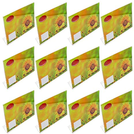 AC – Pack de 12 Portafotos - Soportes para Fotos de plástico Transparente – Sobremesa - Marcos para fotografías, oficinas, hogar – Horizontal - 10 x 15 cm