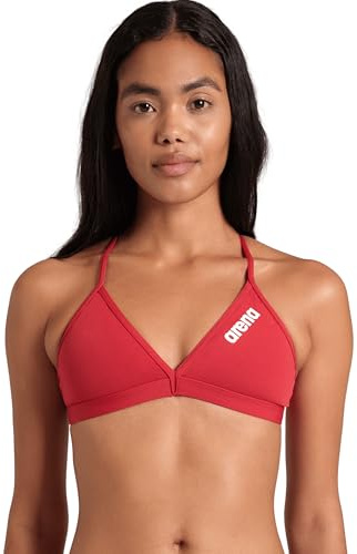ARENA Performance Team Top Bikini Deportivo para Mujer, Bañador de Secado Rápido, Tejido Maxfit Eco Resistente al Cloro, Protección UV, Tejido Frontal Forrado