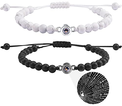 BOCHOI 2 Pares de Pulsera Para Parejas Regalo de Cumpleaños Para éL o Ella Sorpresa de Aniversario Para Amante Esposa Marido Novia Novio Pulseras