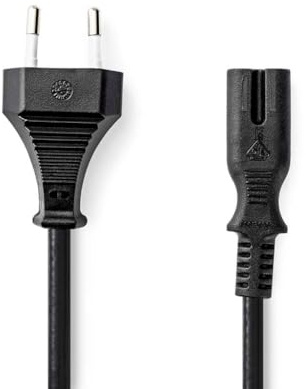 Stromkabel | Eurostecker | IEC-320-C7 | 5.00 m | Gerade | 2x 0.75 mm² | Kupfer | flach | Nickel | H03VVH2-F 2x0.75mm² | PVC | Netzstecker: Euro/Typ C (CEE 7/16) | Netzstromversorgung