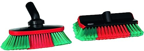 Vikan Autobürste mit Wasserdurchlauf und Drehgelenk, 250 mm, Weich/gesplisst, Schwarz & High/Low Waschbürste für Auto, PKW, LKW und Bus, Autowaschbürste 28 cm mit Wasserdurchlauf max. 50°C.