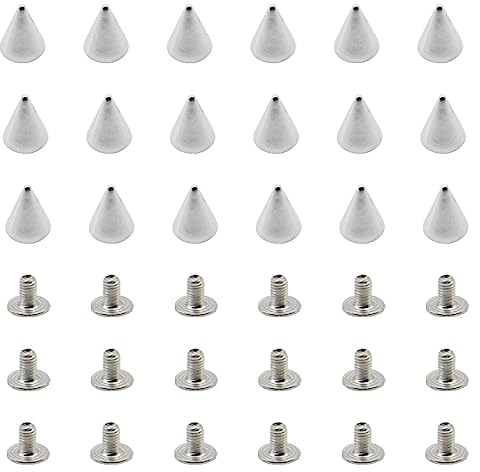 CEEYSEE 100 Stück Punk Nieten 7 x 10mm Metall Kegel Spike Nieten Ziernieten Spitznieten für Taschen,Jacken,Schuhen, Mützen, und DIY Handwerk (Silber 7x10mm)