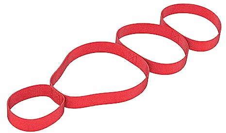 Schlaufe - Dehnungsband Stretching - Yogagurt für Yoga Pilates & Faszien Training - insgesamt ca. 75cm lang - 3,8cm breit - Dehnhilfe + Nachhaltige Schmerztherapie & Engpassdehnung - 4 Ringe rot
