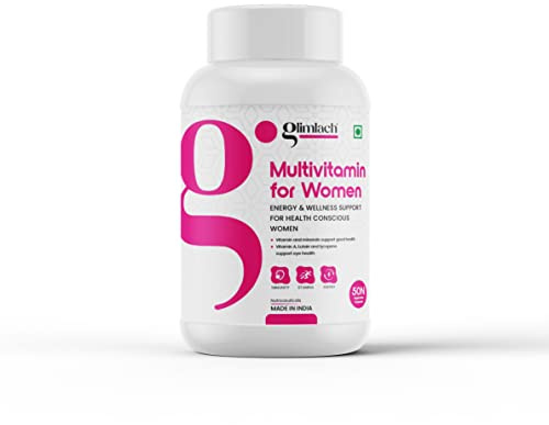 GLIMLACH Multivitamin for Women, 250 Tablets, Vitamin B12, Folic Acid, Biotin, Zinc, Copper, Manganese, Selenium, Magnesium, Potassium, Calcium, Phosphorus (Pack of 5, 50 Tablet Each Jar)