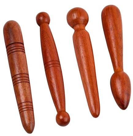 DGUSO 4 Pièces Ensembles d'Outils de Massage,Bâton en Bois Réflexologie,Thai Massage Bâton en Bois,Acupressure Point Stick pour Massage Professionnel des Jambes,des Épaules,du dos et L'acupuncture