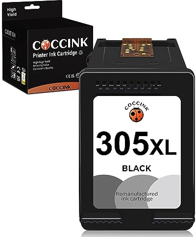 COCCINK 305XL (1 Schwarz) Wiederaufbereitete Druckerpatronen für HP 305 XL für DeskJet 2800e 2810e 2820e 2822e 4220e 4222e 4230e Envy 6010 6020 6030 Envy Pro 6420 6430 6452