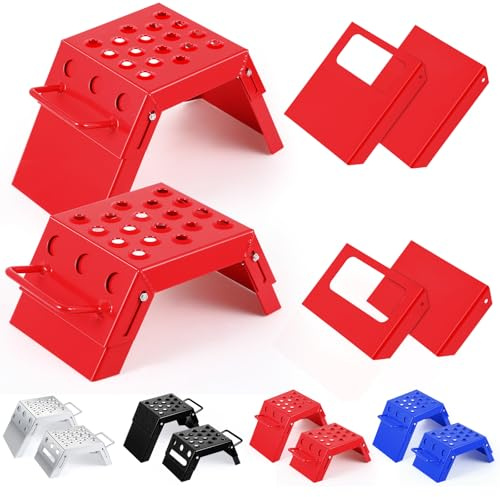 DaisyInner Motorrad-Startblockhilfe, verstellbar, 7,6–22,9 cm, Motorsport-Fußhocker, Dirt-Bike-Zubehör für E-Bikes, Jugendliche, Moto-Crosser, Touren-Motorräder, Rot, 2 Stück