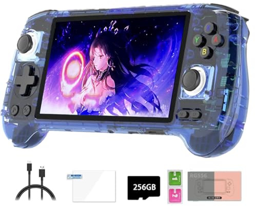 JOYARCH RG556 Retro Handheld Game Console with 8000 Games, 5.48 AMOLED Screen, Android 13, Unisoc T820, 8GB RAM, 256GB Storage, Blue