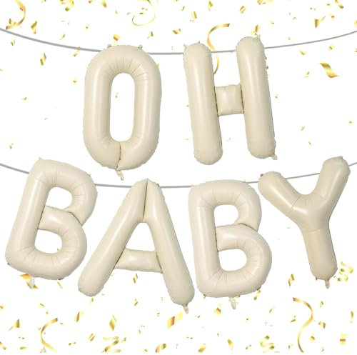 OH BABY Ballons beiges, 101 cm, grands, blanc crème, ballon nétrual, pour fête prénatale, décoration d'anniversaire