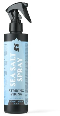 Striking Viking Spray para el cabello de sal marina para hombres, agarre ligero, 200 ml, aroma a océano azul, spray para el cabello para hombres, texturizante y potenciador de rizos, libre de