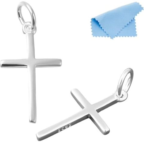 DICOSMETIC 2 ciondoli a forma di croce in argento sterling 925, 16x9.5x1mm