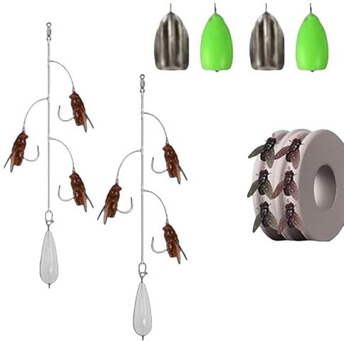 Cebo para pesca con mosca, cebo portátil para agua dulce, multianzuelo realista para aventureros al aire libre y deportistas en agua salada y agua dulce